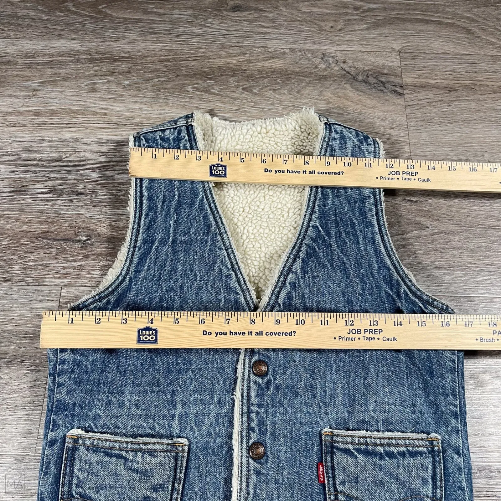 Levi's‎ Women's Vest Fleece Sherpa Lined Denim Made In U.S.A. Western S Blue - Image 6