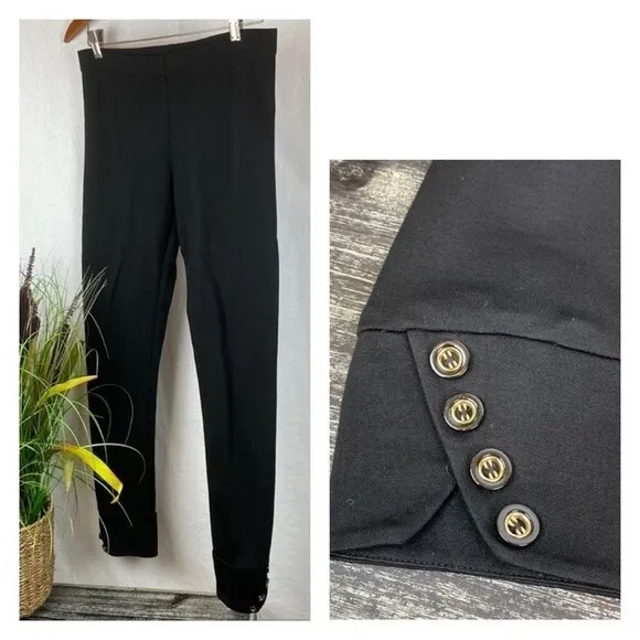 Trina Turk  Black Button Hem Leggings Pants 4 - Image 2