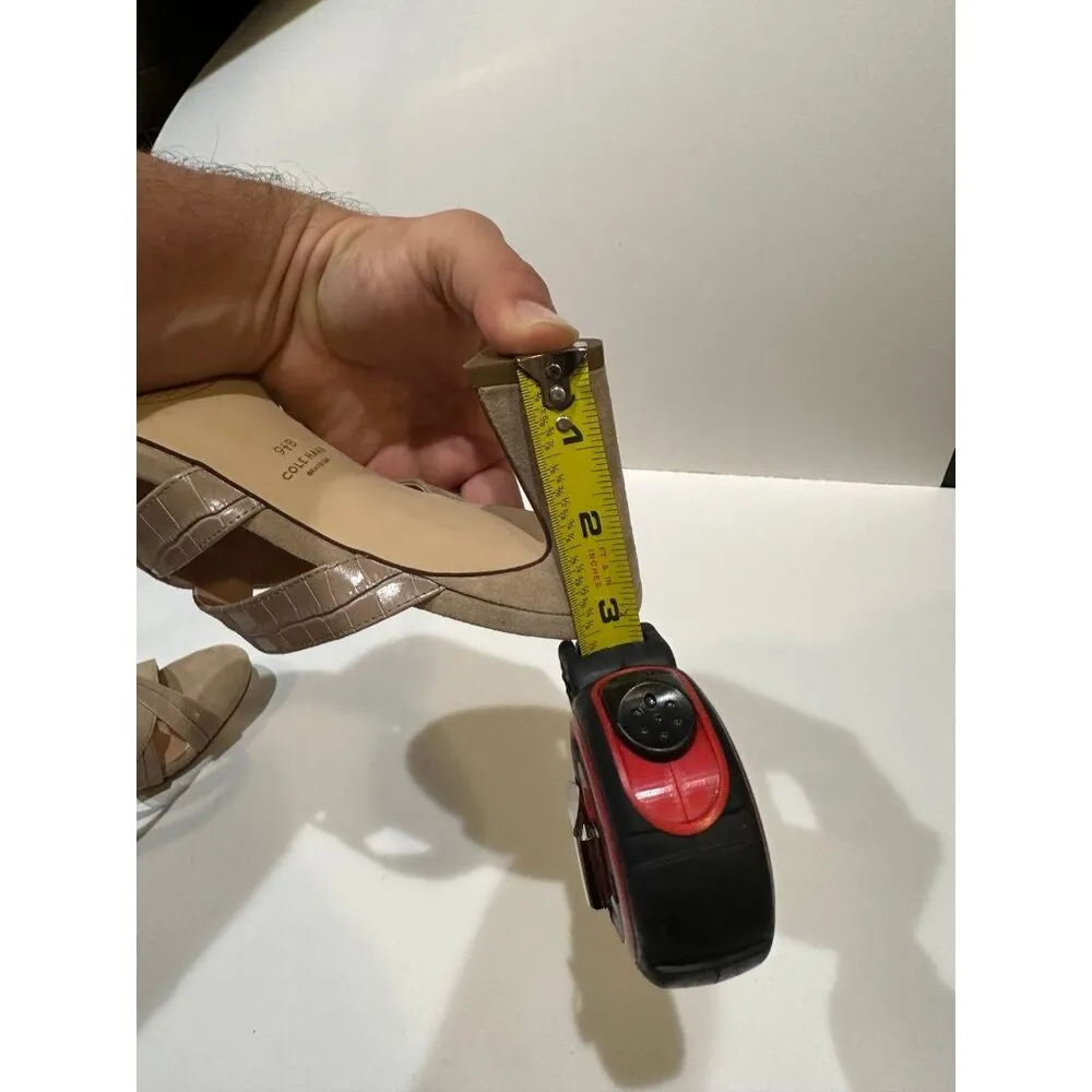 Cole Haan April Suede Mule Sandal Natural Croc Embossed Heels Size 9.5 US - Image 10