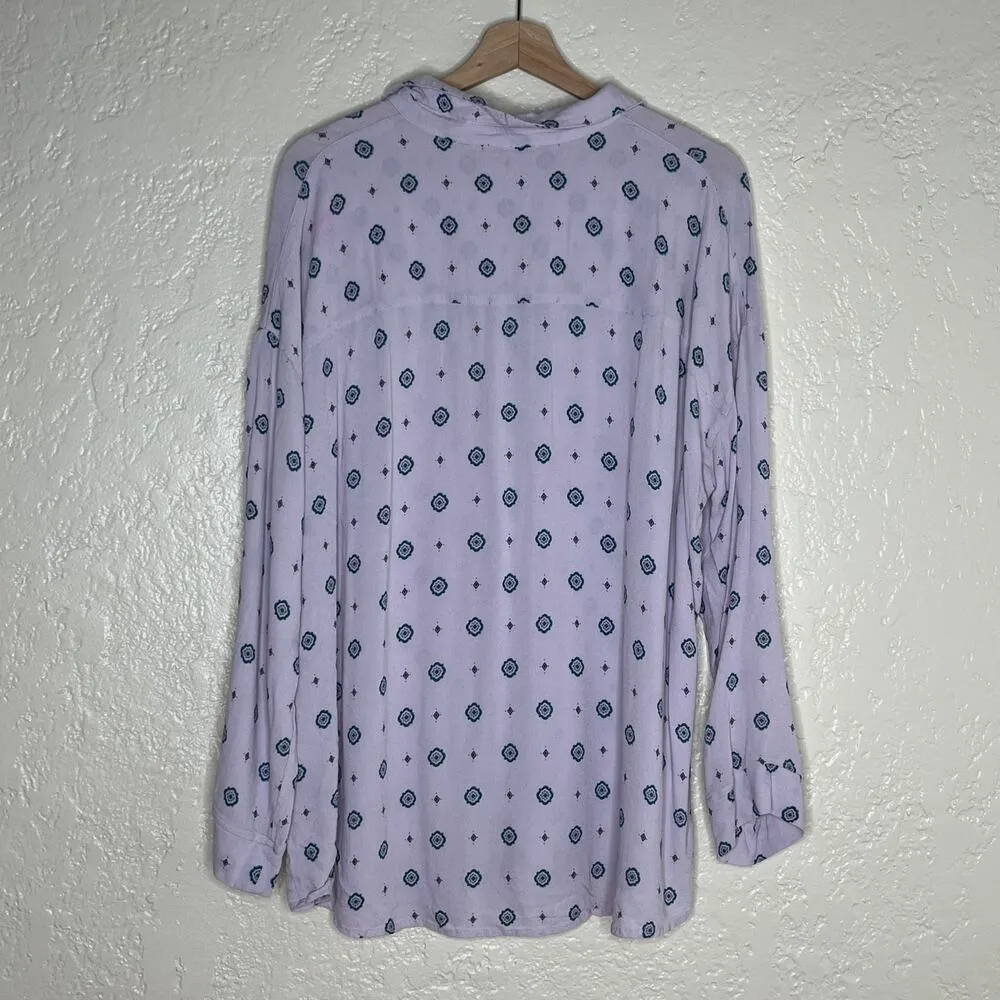 Free People Intimately Women's Oversized Button Shirt Up Top Purple Crystal M - Image 3