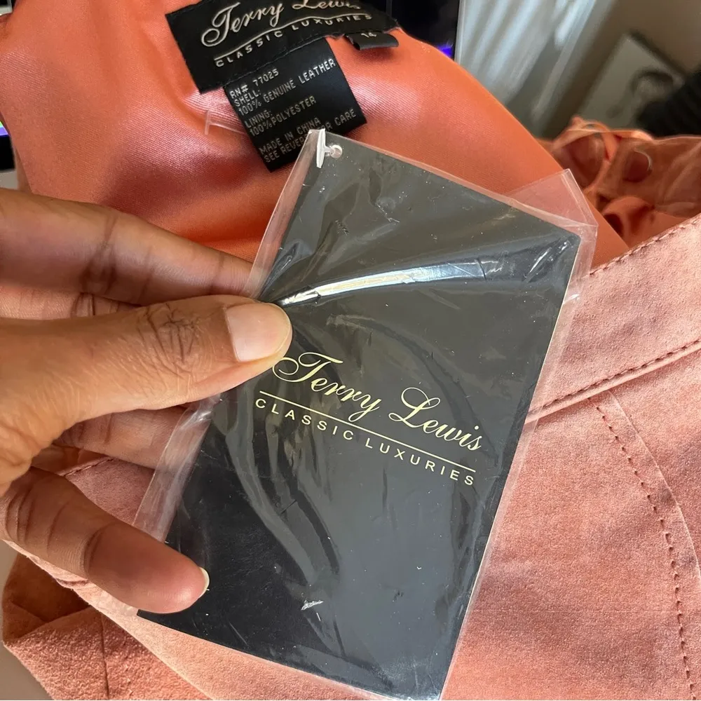 JERRY LEWIS | Pink Genuine Suede Leather Midi Skirt Sz 14 - Image 6