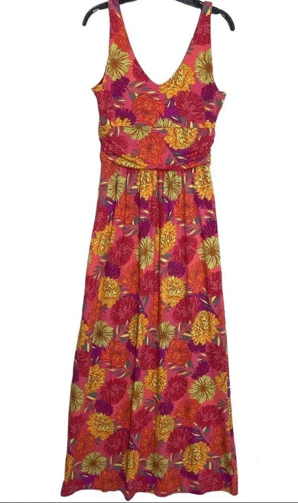 Tabitha Webb Floral Print Pink And Orange Maxi Dress Size Medium - Image 2