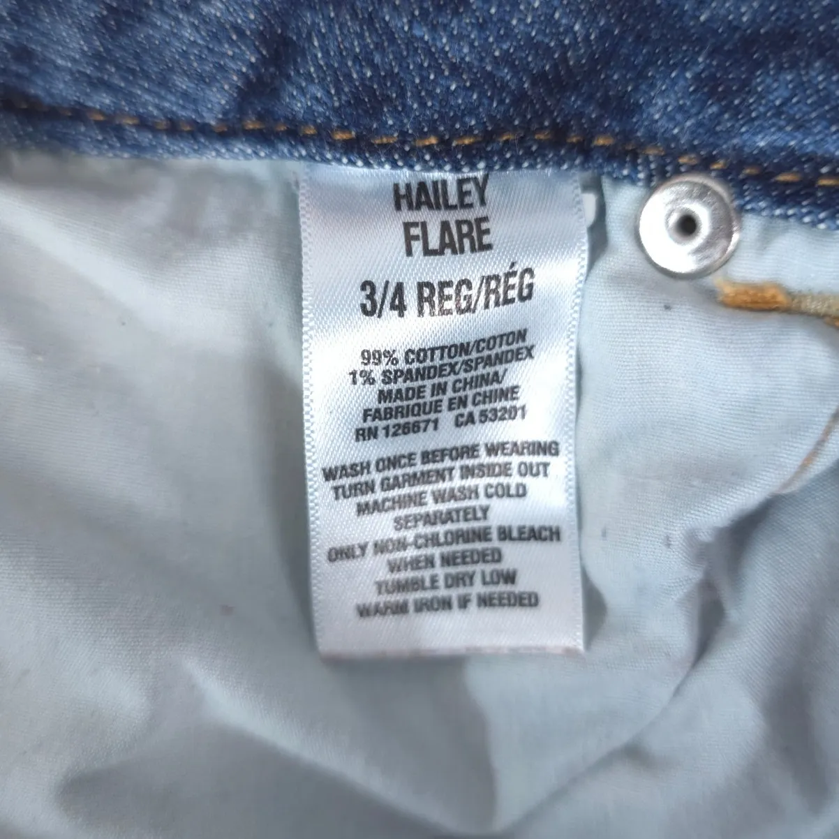 Aeropostale Jeans Womens 3/4 Reg Blue Haley Flare Stretch Denim Y2K Low Rise - Image 8