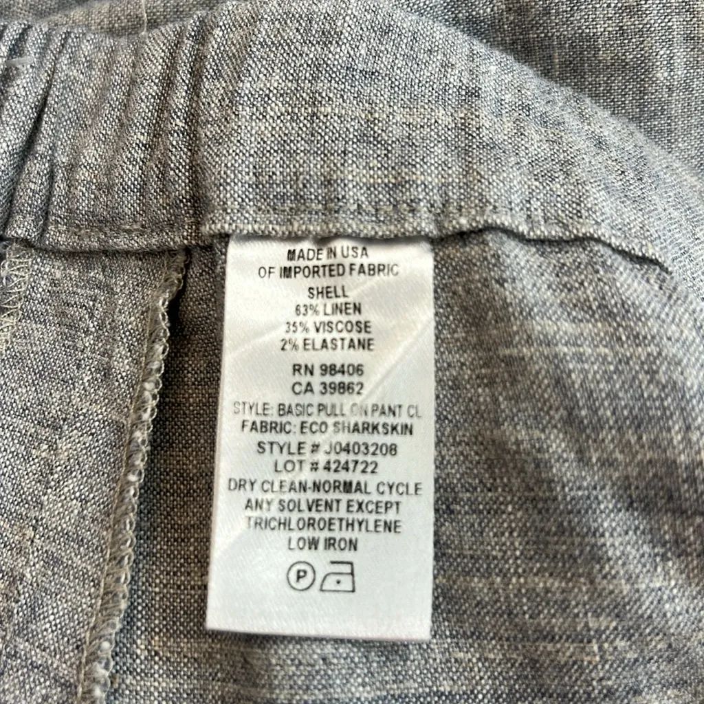 THEORY Basic Pull-On Pant Eco‎ Sharkskin Fabric Linen Blend Grey Size 8 - Image 7