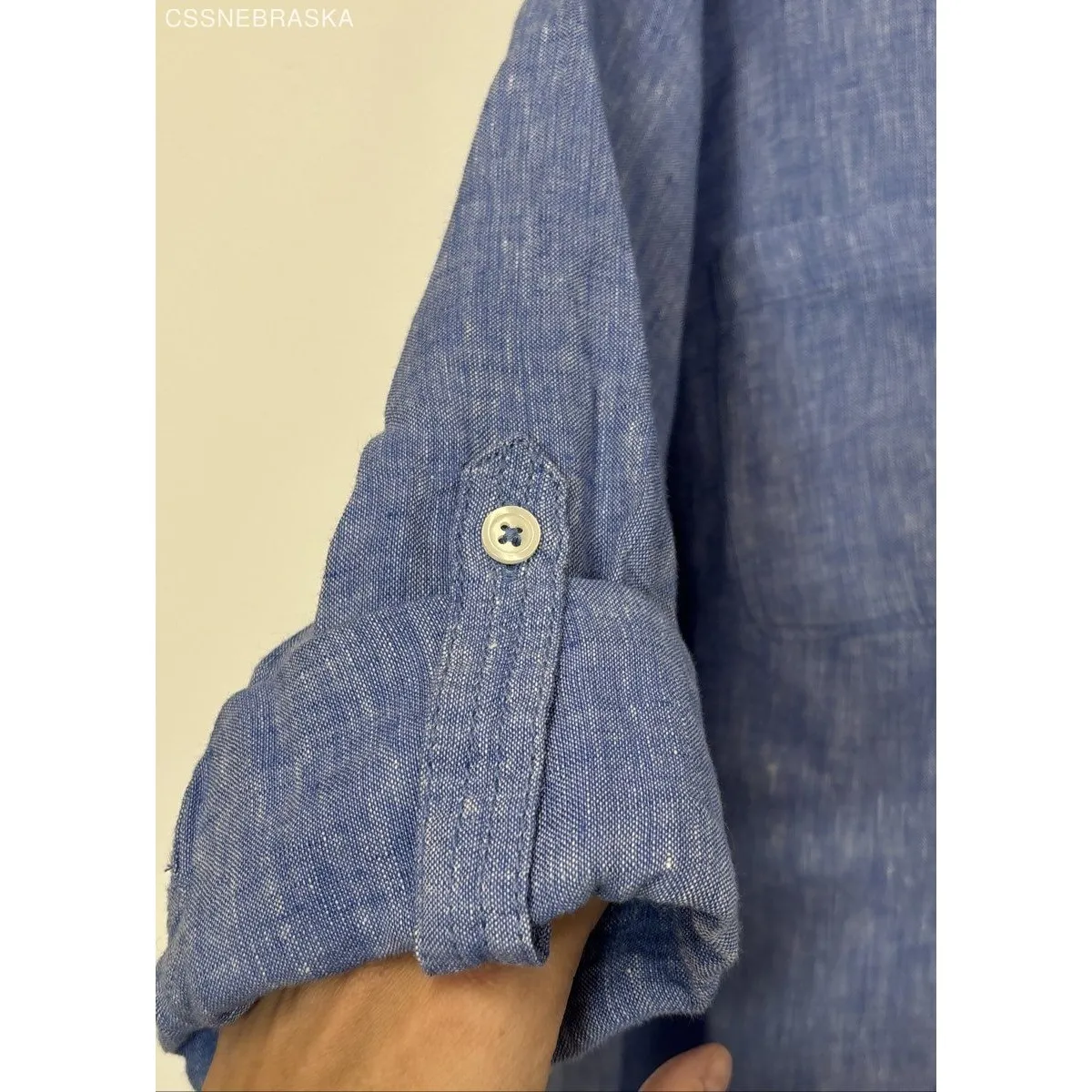 Talbots Blue Size S 3/4 Sleeve Button-Down Shirt 100% Linen - Size 2X - Image 2