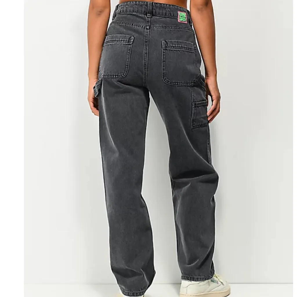 Empyre Tori 90s Size 4 Black Wash Carpenter Skate Jeans Baggy Denim Gray - Image 5