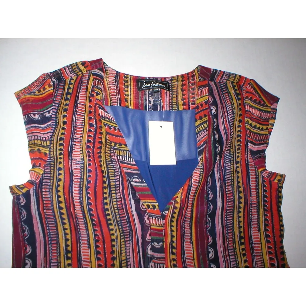 NWT New Sam Edelman Side Button Dress Womens Bohemian Rhapsody Red Orange Blue S - Image 7