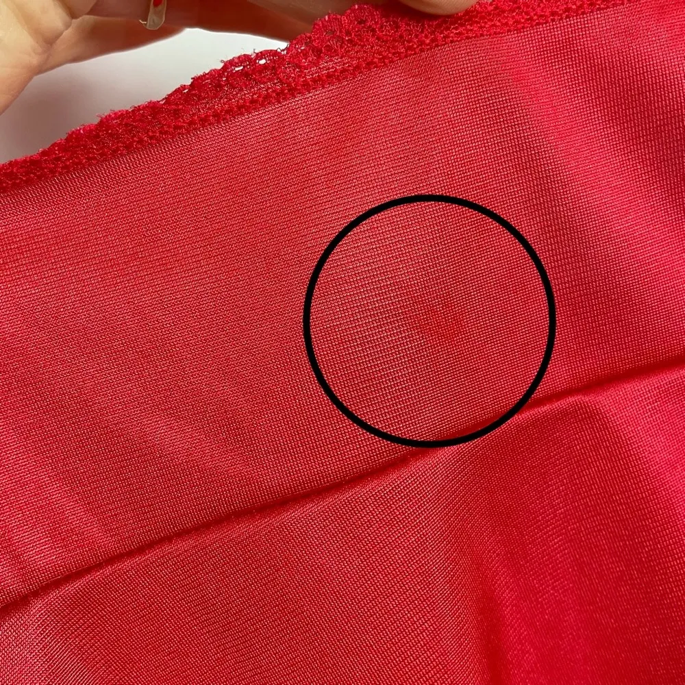 Vintage 80s Camisole Lingerie Red Lace Buttons Sexy Valentine's Day Women Medium - Image 7