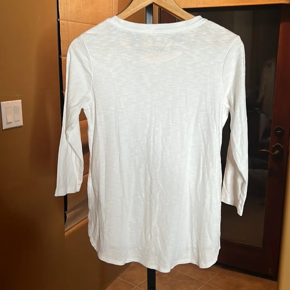 Kirkland Signature Ladies' Cotton Slub White 3/4 Length Sleeve Tee Size XL - Image 6
