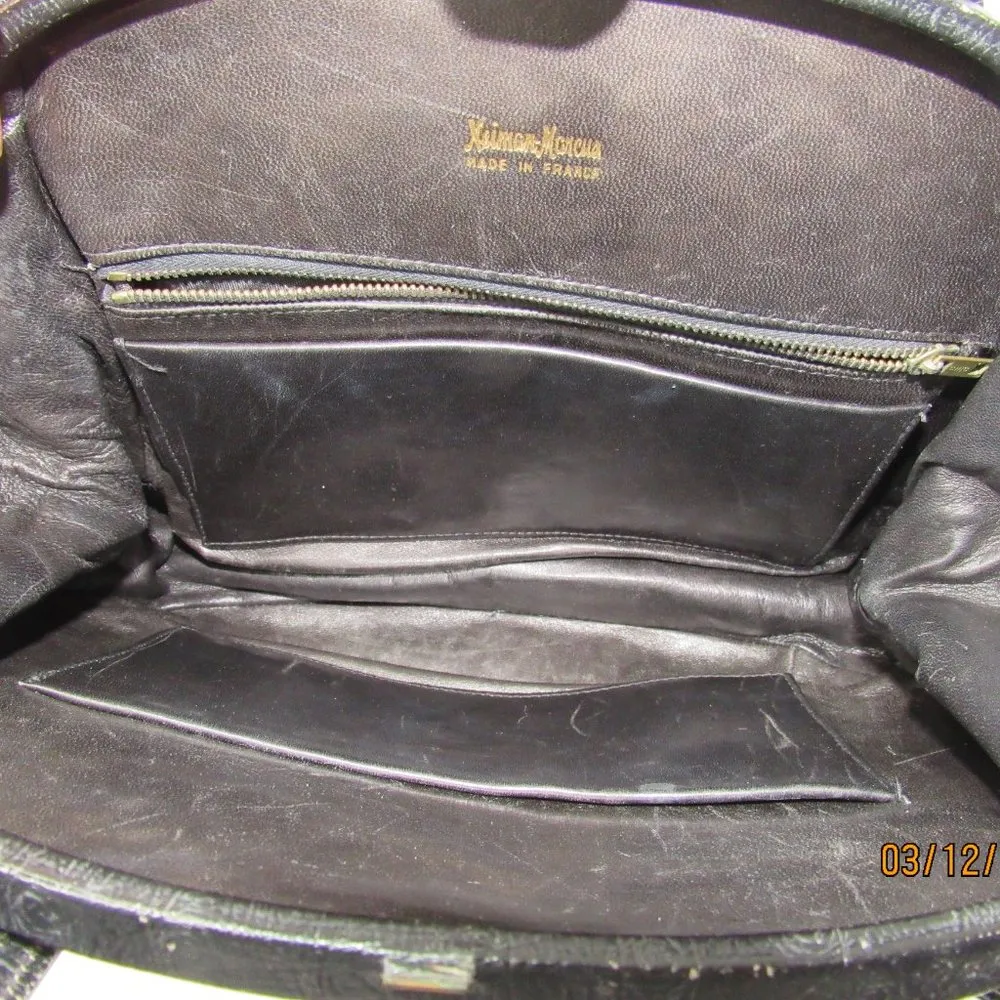 Vintage Neiman Marcus made France Small Black Purse Handbag Snap Closure - Image 11