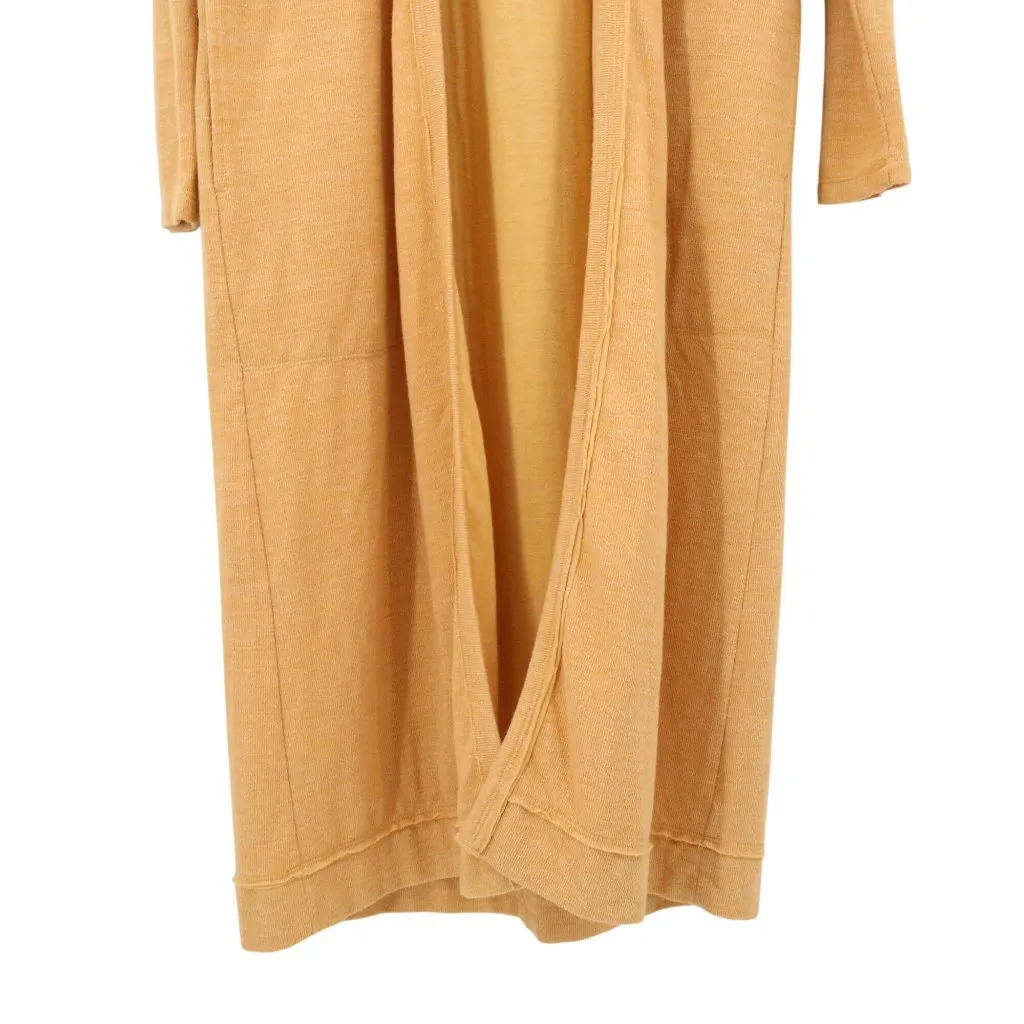 Free People Beach Bicoastal Long Knit Duster Cardigan Orange Yellow M - Image 3