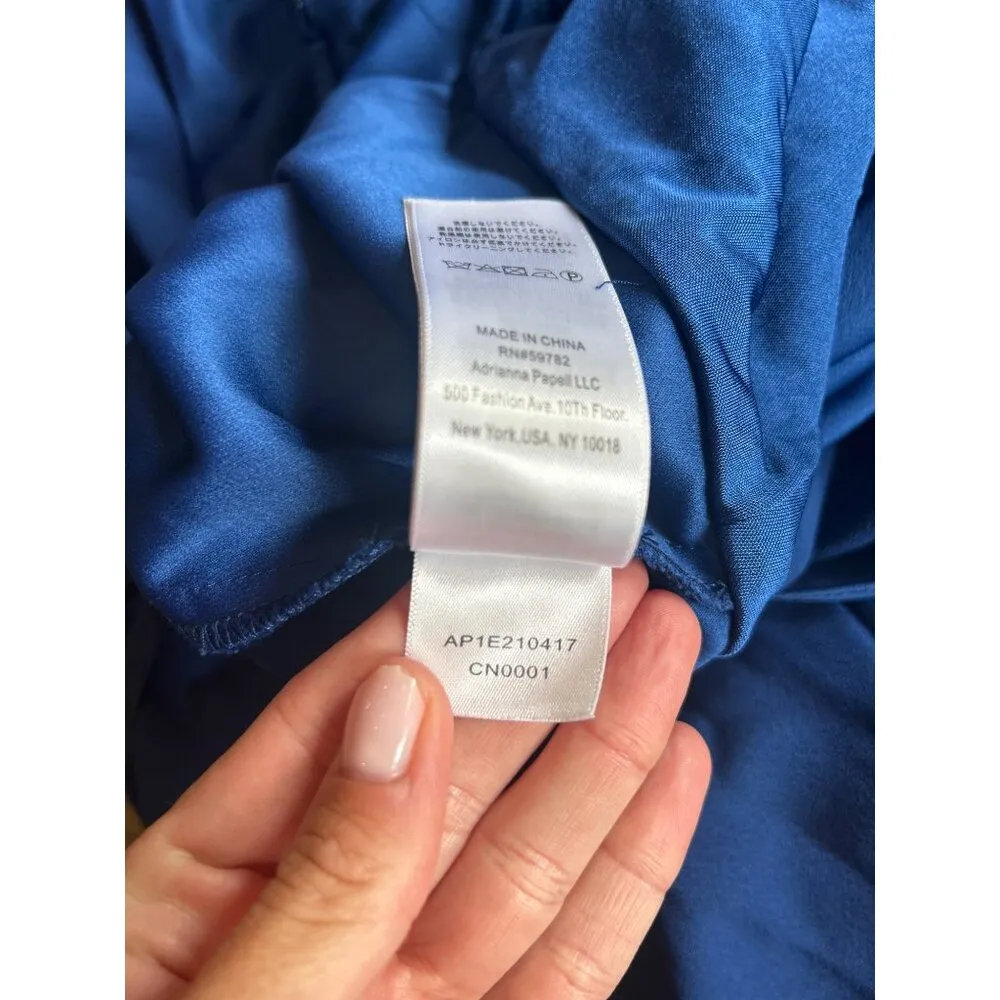 Adrianna Papell Draped One Shoulder Rhinestone Jumpsuit Royal Blue Womens Size 2 - Image 10