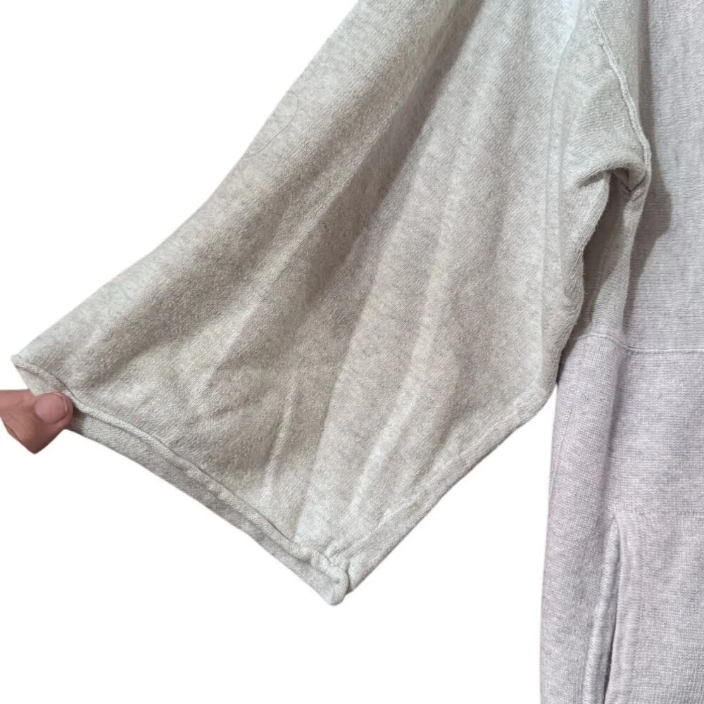 PureJill Cotton Cashmere boxy knit with pockets 3/4 sleeve S oversized Gray - Image 4