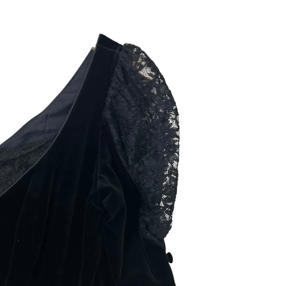 Vintage 80s Laura Ashley Black Velvet Dress Sz 10 - Image 4