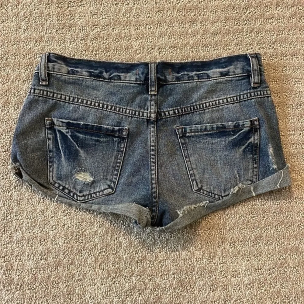 Free People Button Up Distressed Denim Shorts - Image 2