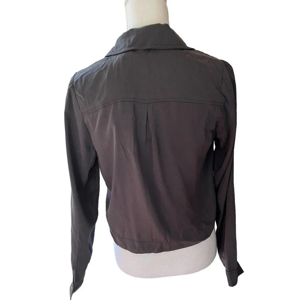 NWT Laurie Felt Dark Gray Tencel Open Front Oversized Cropped Blazer Sz XS - Image 4