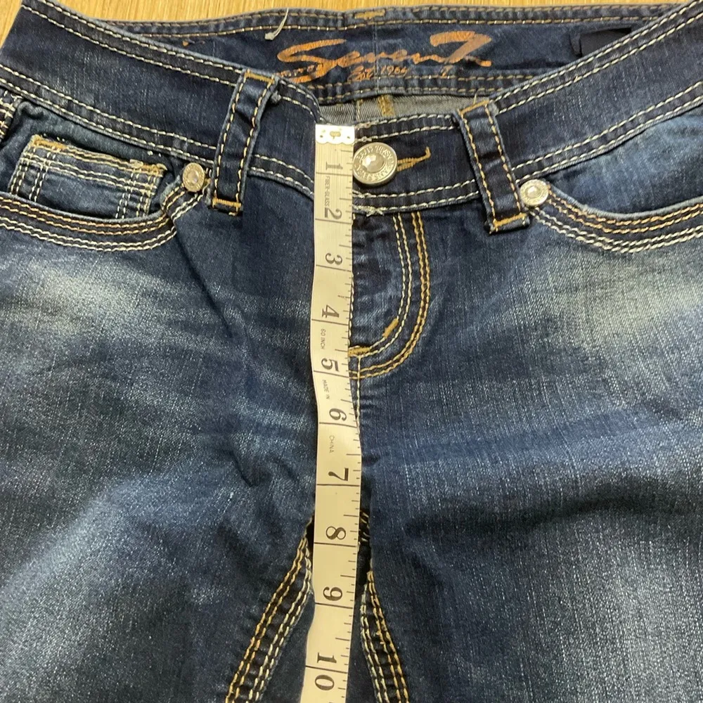 SEVEN 7 Low Rise Medium Wash Distressed Blue Denim Skinny Jeans Women's Size 28 - Image 14