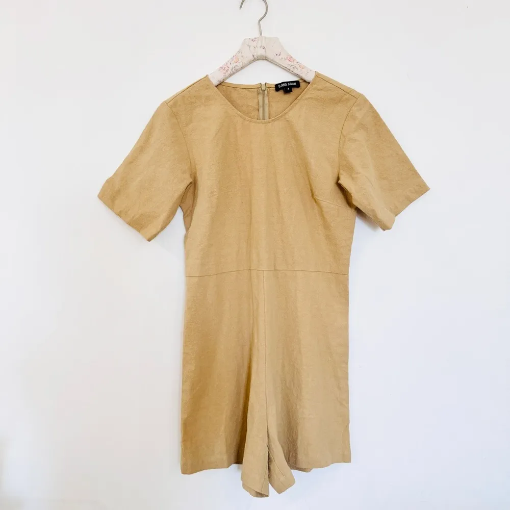 Ilana Kohn 100% cotton Tan Short Sleeve Romper Size 4 - Image 3