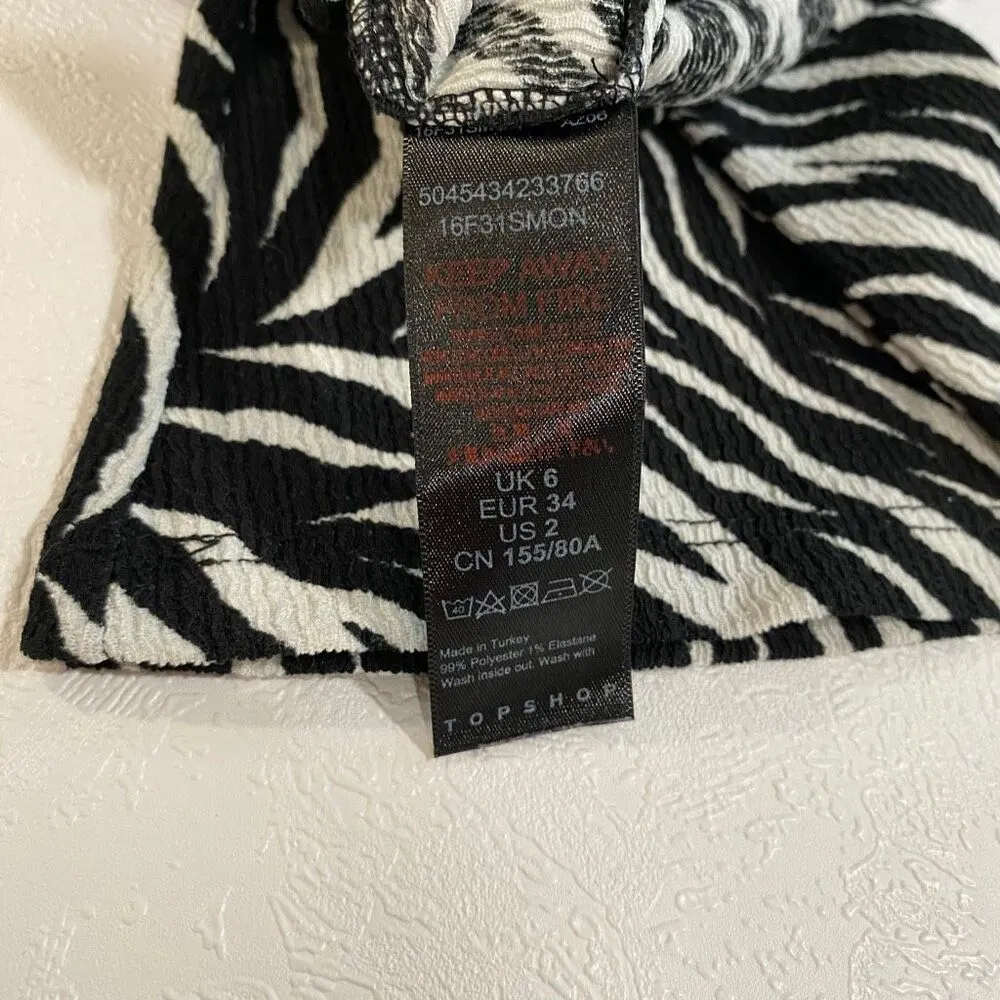 Topshop Zebra Print Flared Pants Women’s Size 2 Stretch High Waist Retro Y2K - Image 4