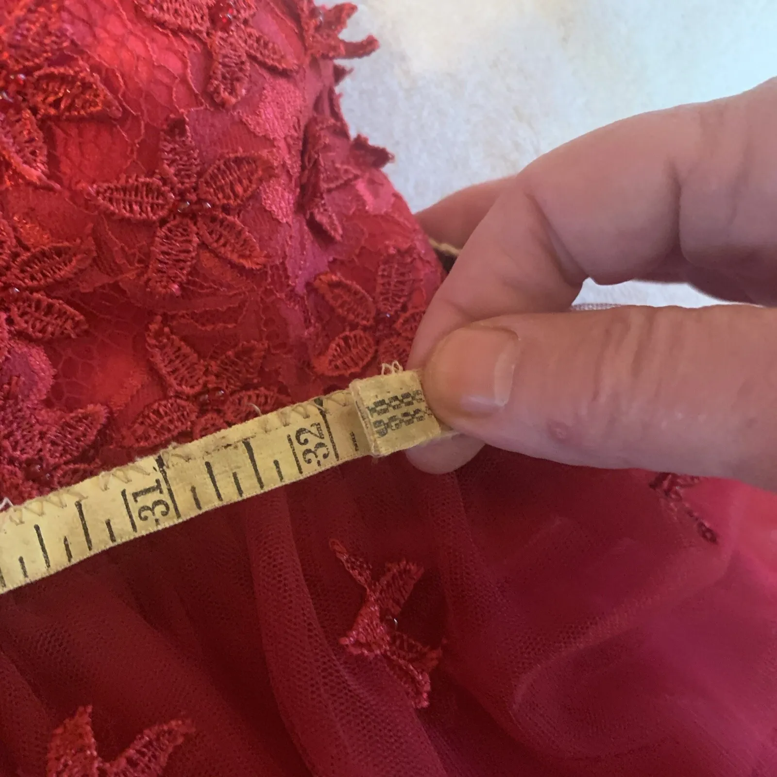 Ever Pretty Red Lace Formal Dress Size 10 Off Shoulder Evening Gown Prom Wedding - Image 6