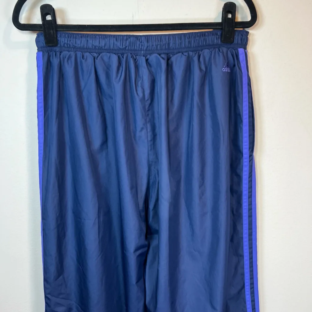 Adidas Women's Vintage Mesh Lined Track Pants Blue  3 White Stripes Zip Ankle XL - Image 11
