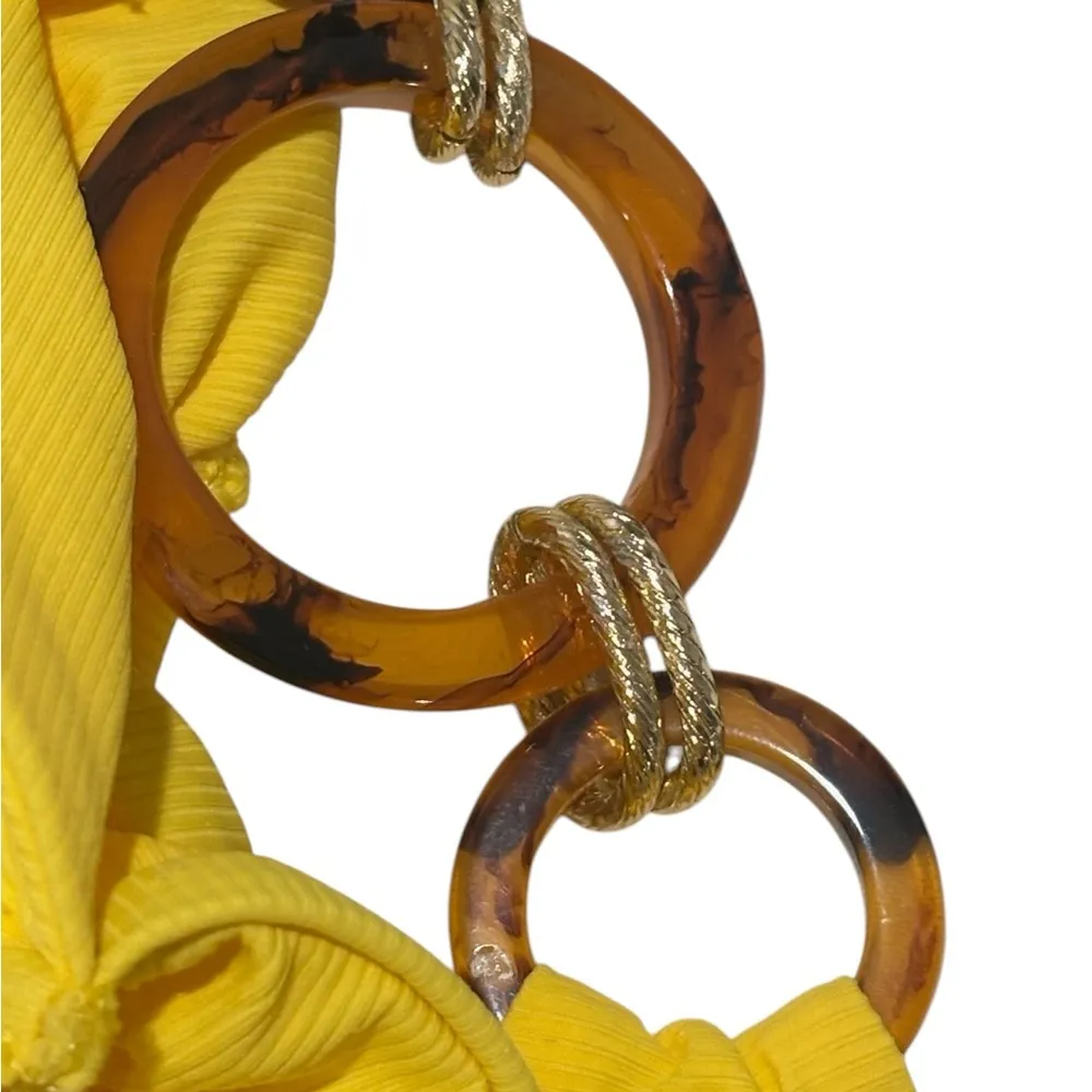 BAHIMI Tulum Banana Cabana Yellow Bikini Set with Ring Accents NEW Size L/XL Size L - Image 6
