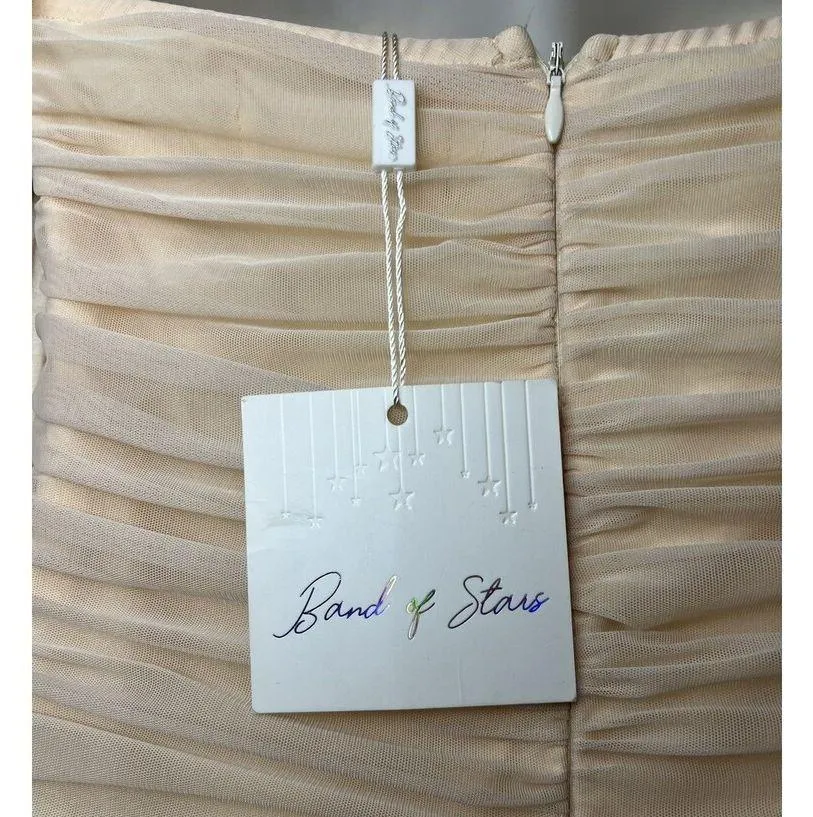 Band of Stars Dress Womens US 10 UK 8 Cream Puff Sleeve Ruched Mini Party Formal - Image 8