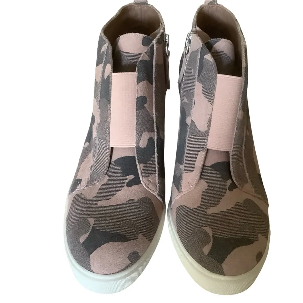 Linea Paolo wedge sneaker shoes size 7 Felicia platform shoes suede camouflage - Image 2
