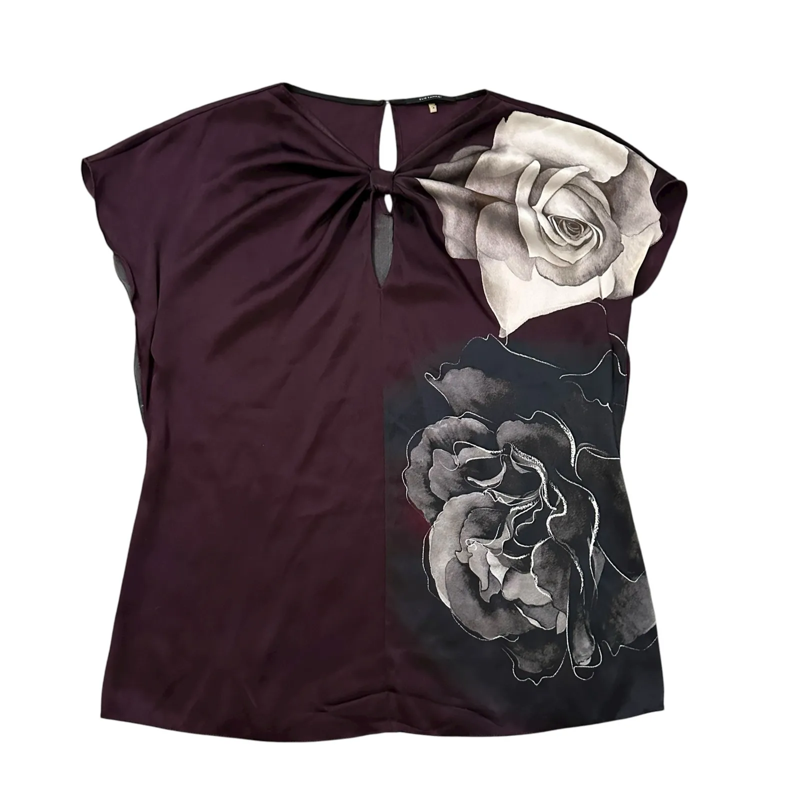 Elie Tahari purple, black & white silk sleeveless top size S - Image 14