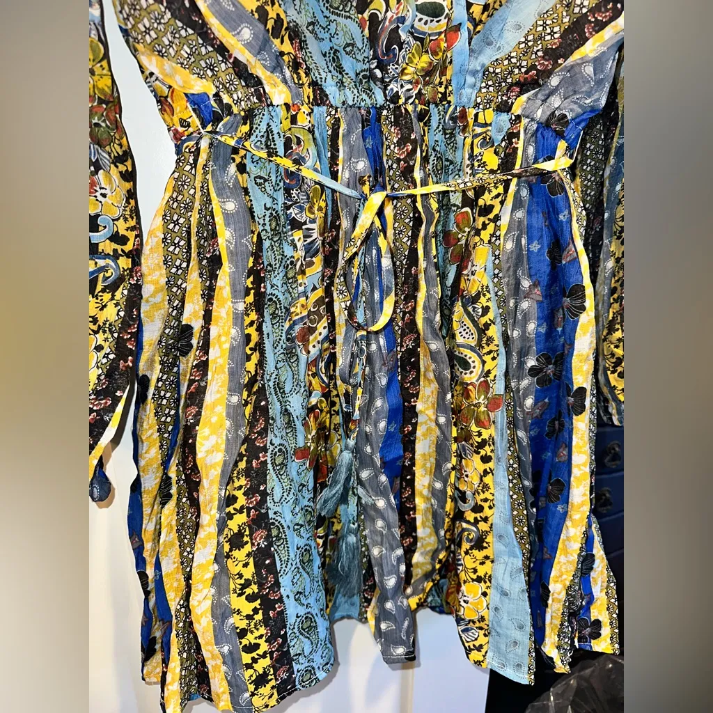 NWT Easel LONG SLEEVE SURPLICE ELASTIC WAIST MULTI PRINT MINI DRESS - Image 7