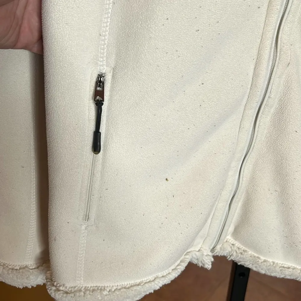 GREEN TEA Fleece Jacket with Sherpa Faux Fur Lining Cream Size XL - Image 4