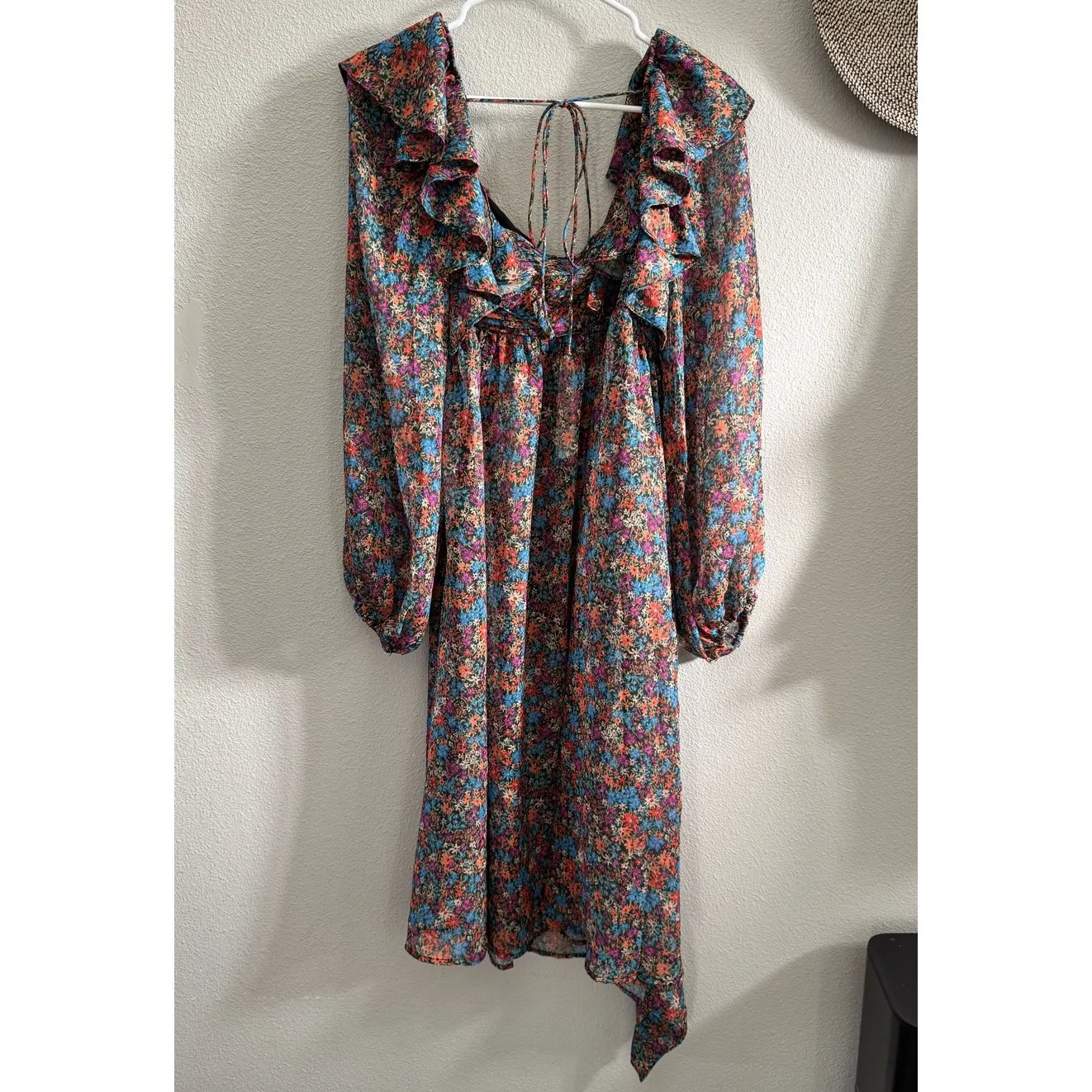 NEW For Love and Lemons Brittany Floral Midi Dress Womens Size S Sheer Ditsy Green - Image 5