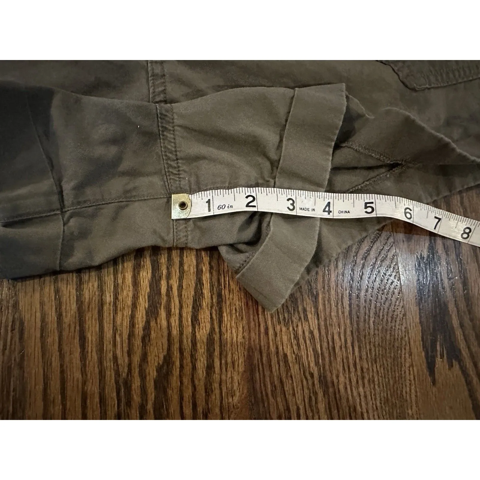 Abercrombie Women's Brown Green Khaki‎ Cargo Shorts Elastic Waist Cotton Size L - Image 4