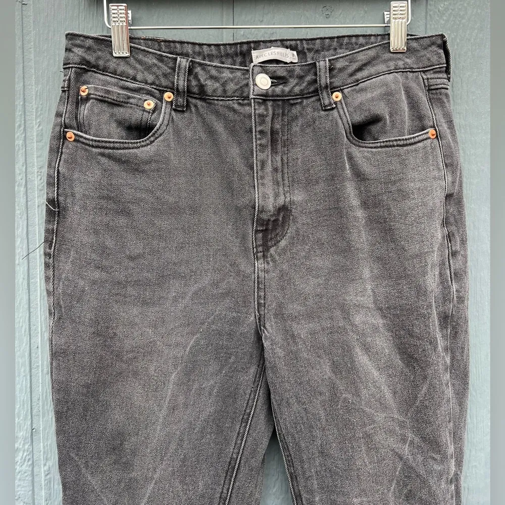 Avec Les Filles Straight Mom Jeans Distressed Washed Black Size 28 - Image 7
