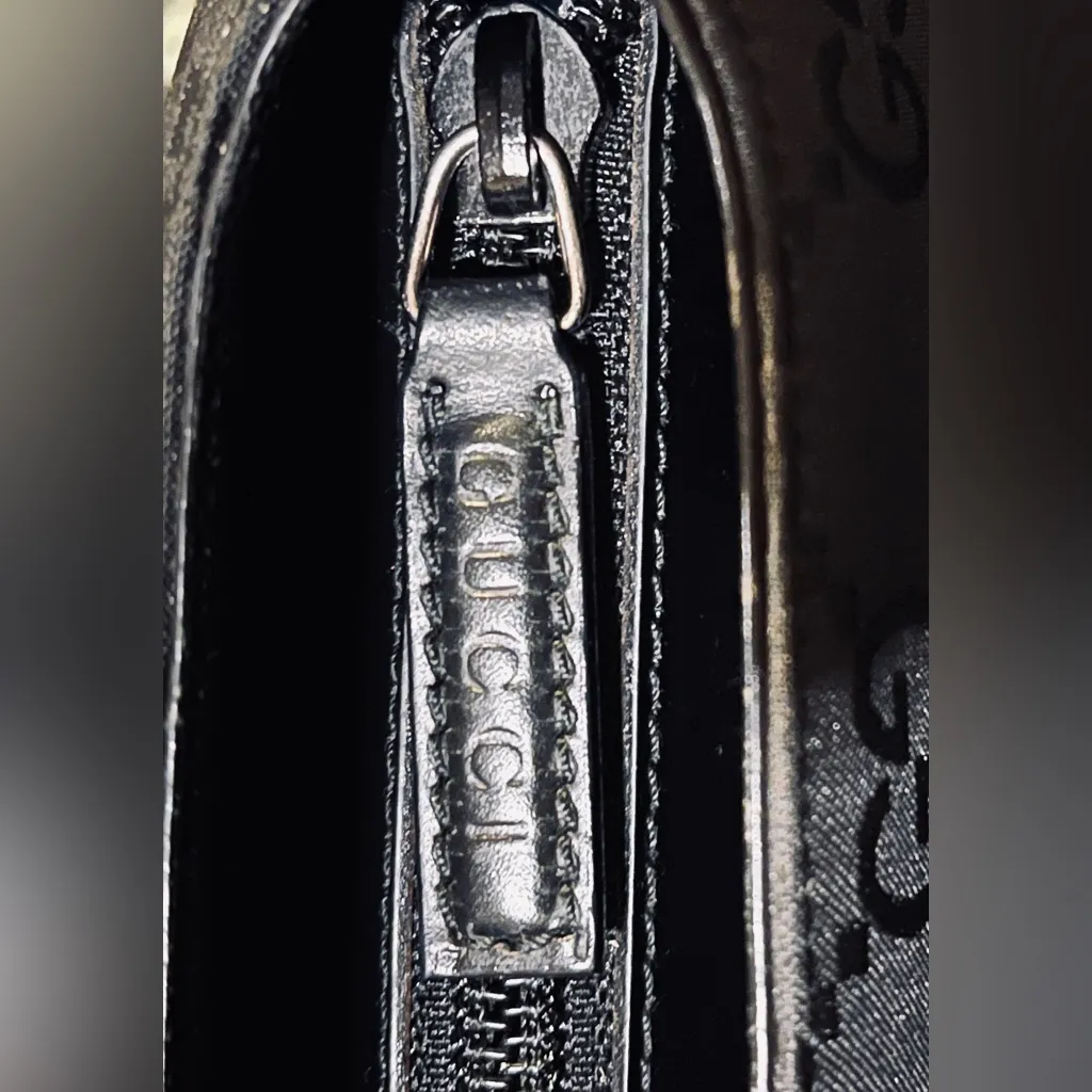 Authentic Gucci Black GG Monogram Shoulder Bag - Image 7