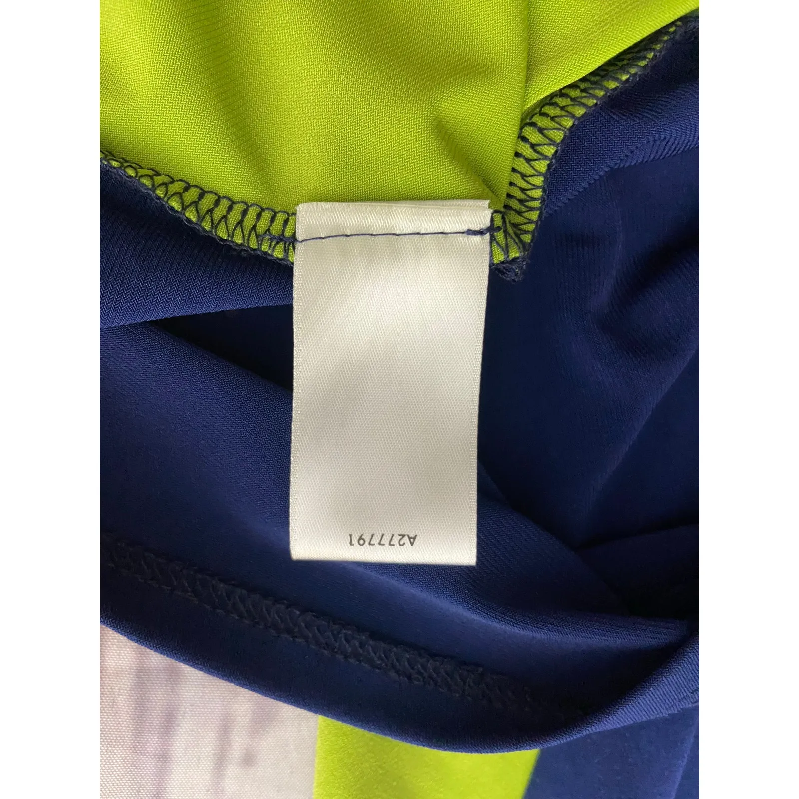 Susan Graver Liquid Knit Top Womens XL Navy Blue Lime Green Stretch 3/4 Sleeves - Image 10