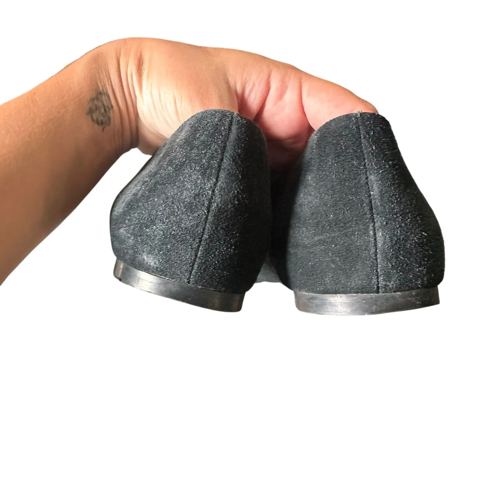 MASSIMO DUTTI Pointed Toe Suede Flats‎ Black w Box Sz 42 (US 11) - Image 6