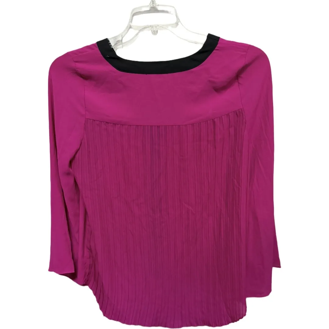 Kaari Blue Fuchsia Pink Black Pleared Back Blouse Long Sleeve Size Small NWT - Image 4