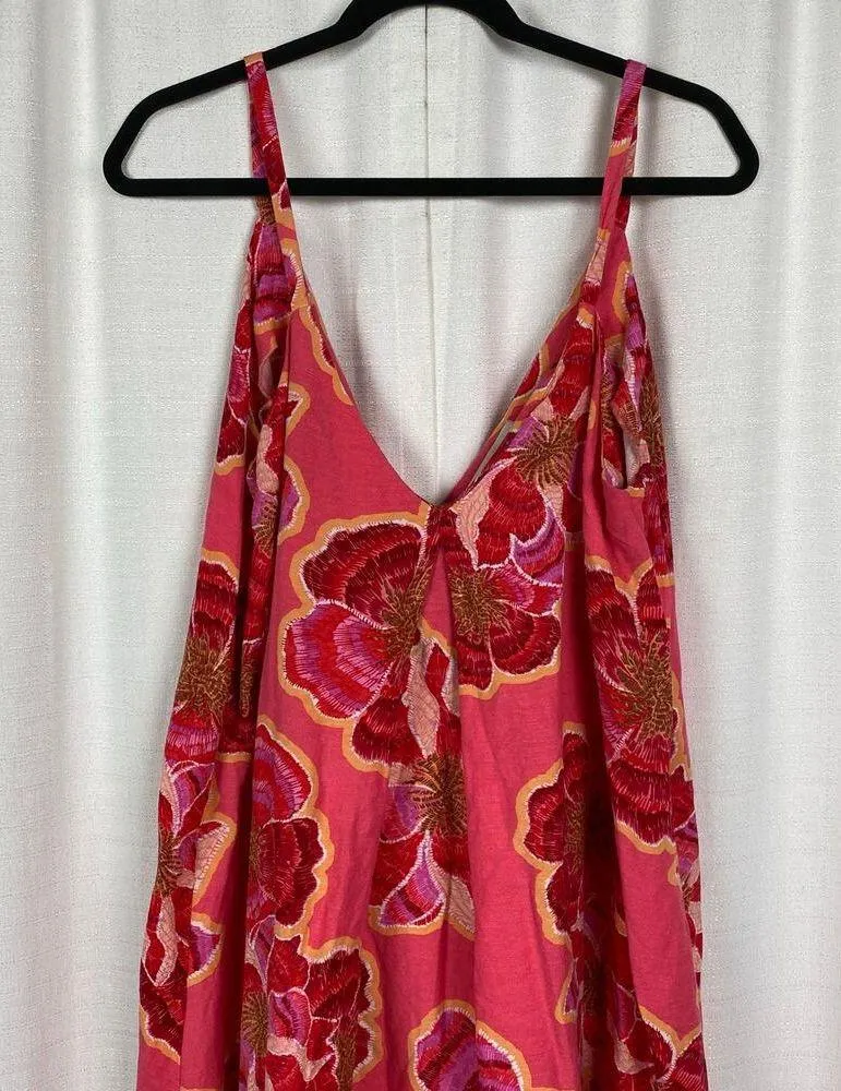 LOFT Pink Textured Floral Line Blend Strappy Maxi Dress Sz.14 - Image 5