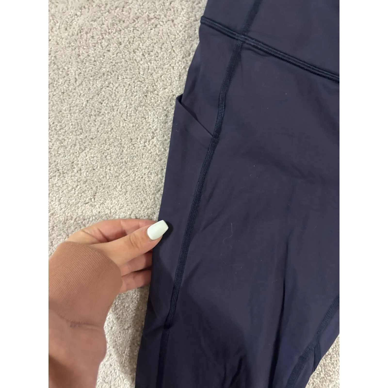 Lululemon Pace‎ Rival Crop 22" Leggings Women's 4 Navy Blue Yoga Athleisure - Image 5