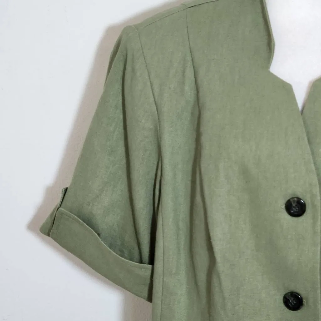 Lady Dorby Green Linen Short Sleeve Blazer NWT Size 16W Olive Green Blazer - Image 4