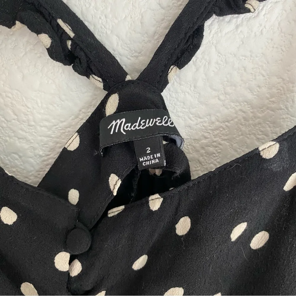 Madewell black and white polka dot button flutter sleeve tank top blouse size 2 - Image 3