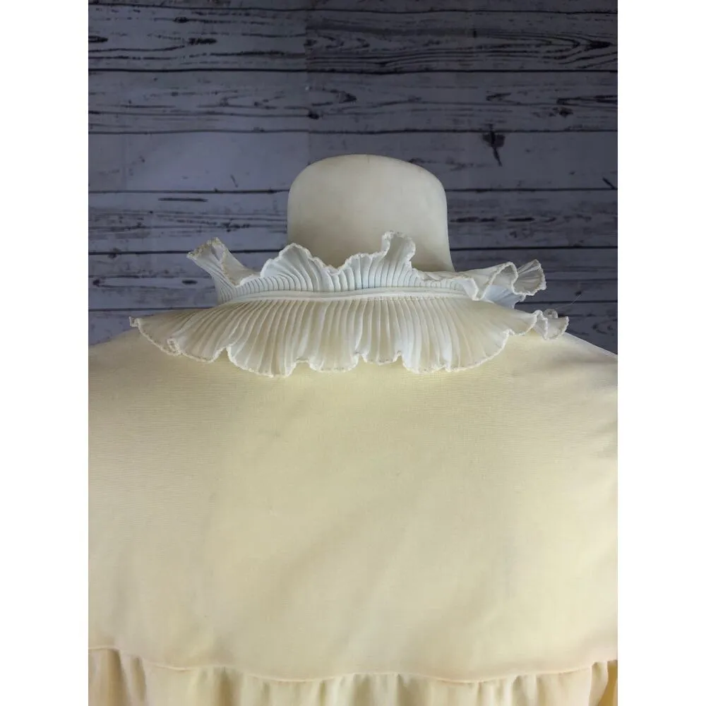 Vintage Victorian Frilled high neck tulle robe in yellow & white size 5 - Image 9