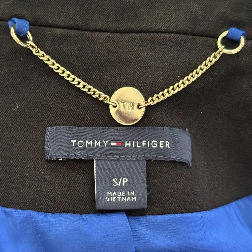 Tommy Hilfiger Black Sleeveless Moto Vest Size Small Gold Zippers Snap Buttons - Image 6