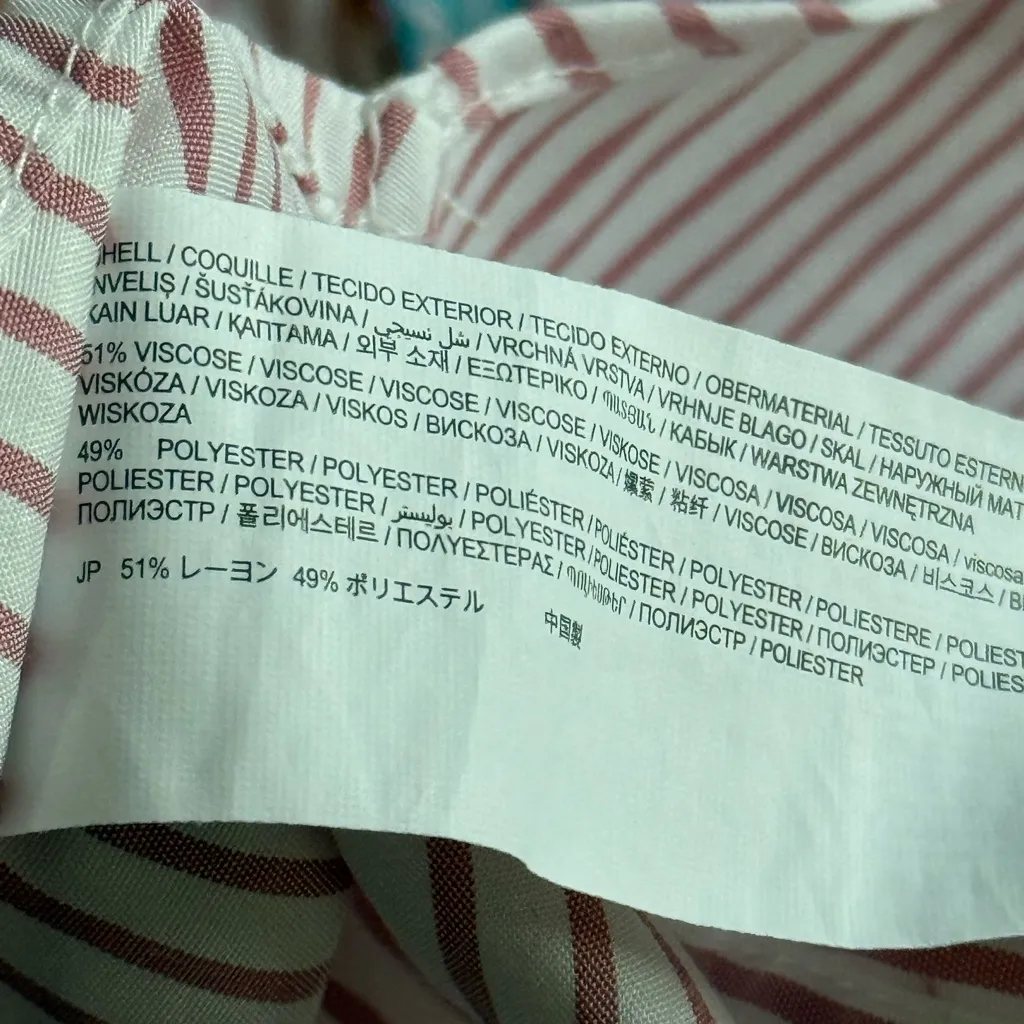 Desigual Embroidered Striped Button Down Mandarin Collar Top | Pink Stripe | M - Image 11