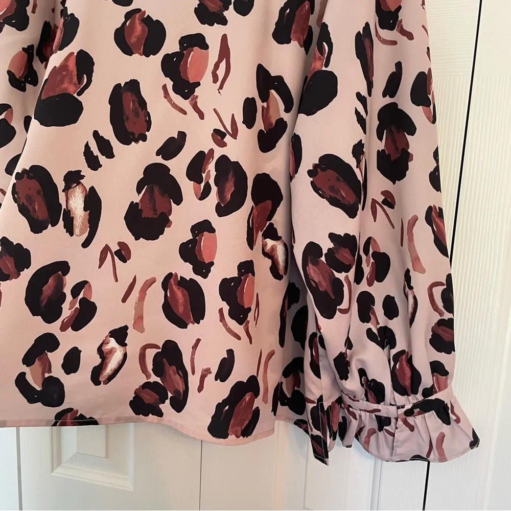 Eloquii Frankie Button Down Blouse Top Sz 28 Panthera Leopard Ruffle - Image 12