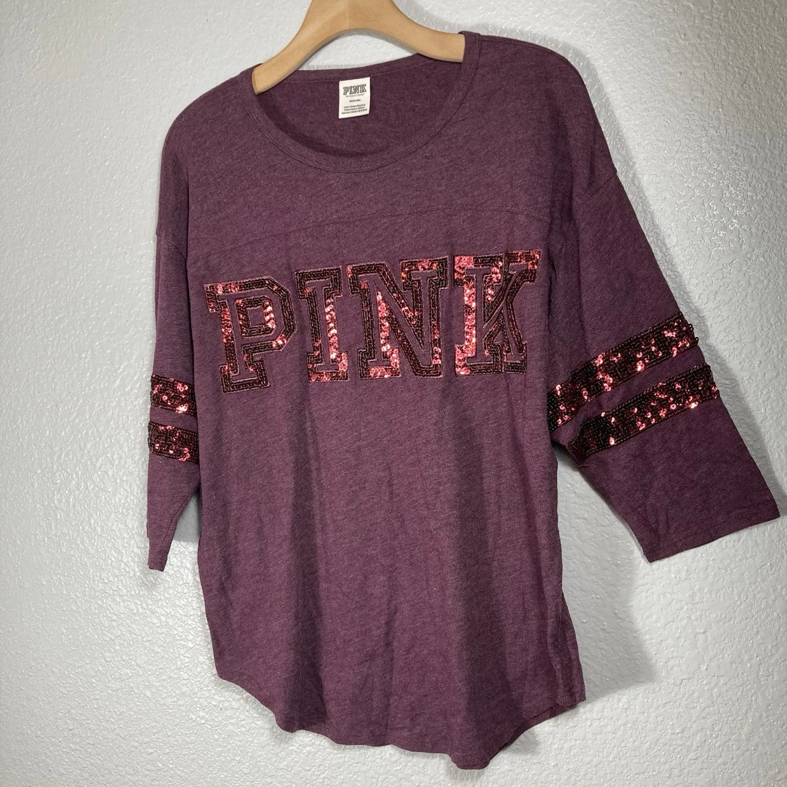 Victoria's Secret Pink M Bling Sequin Iridescent Boyfriend Jersey Tee Shirt - Image 3