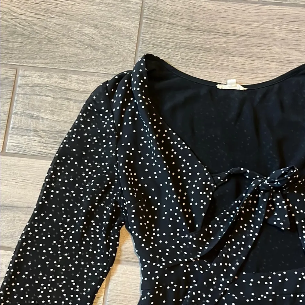 Cotton Candy Black and White Babydoll Dress with Long Sleeves - Image 3