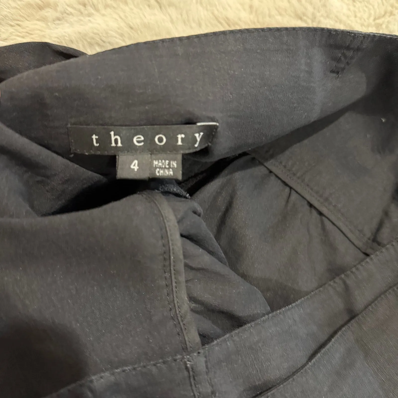 Theory Women's Black A-Line‎ Skirt with Belt Size 4 Office Career - Image 2