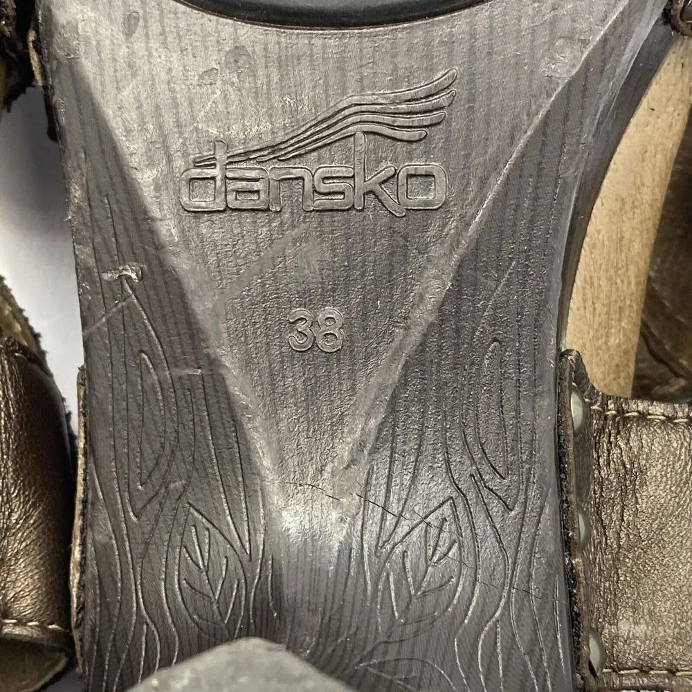 Dansko Nina Sandals Womens 38/7 Heels Brown Leather Floral Strappy Platform‎ - Image 9